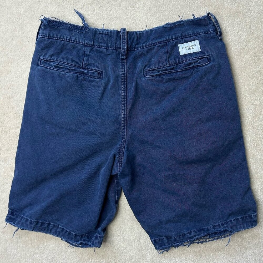 Abercrombie Fitch Mens Chino Shorts 32 Blue 9" Inseam Twill Casual Flat Front - Picture 2 of 8